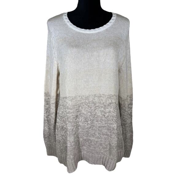 Minnie Rose Cotton Knit Round Neck Pullover Sweater Neutral Long Sleeve Size XL - Picture 1 of 6